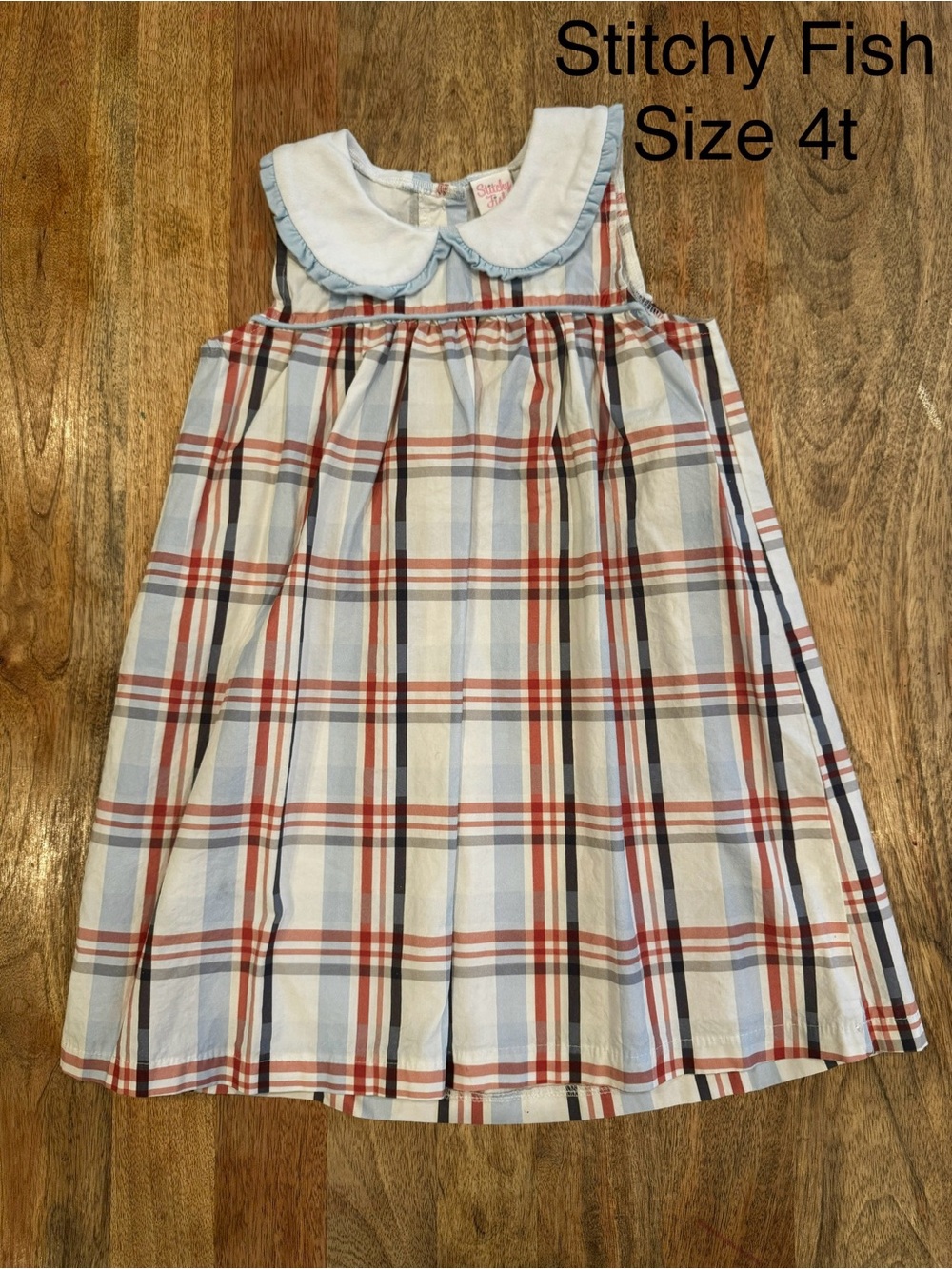Stitchy Fish Girls' Blue Plaid Casual Dress - Size 4T